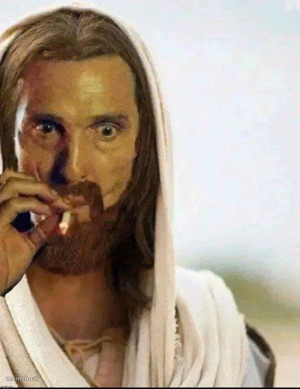 Matthew McConaughey Jesus Smoking Lg x - meme generator image preview