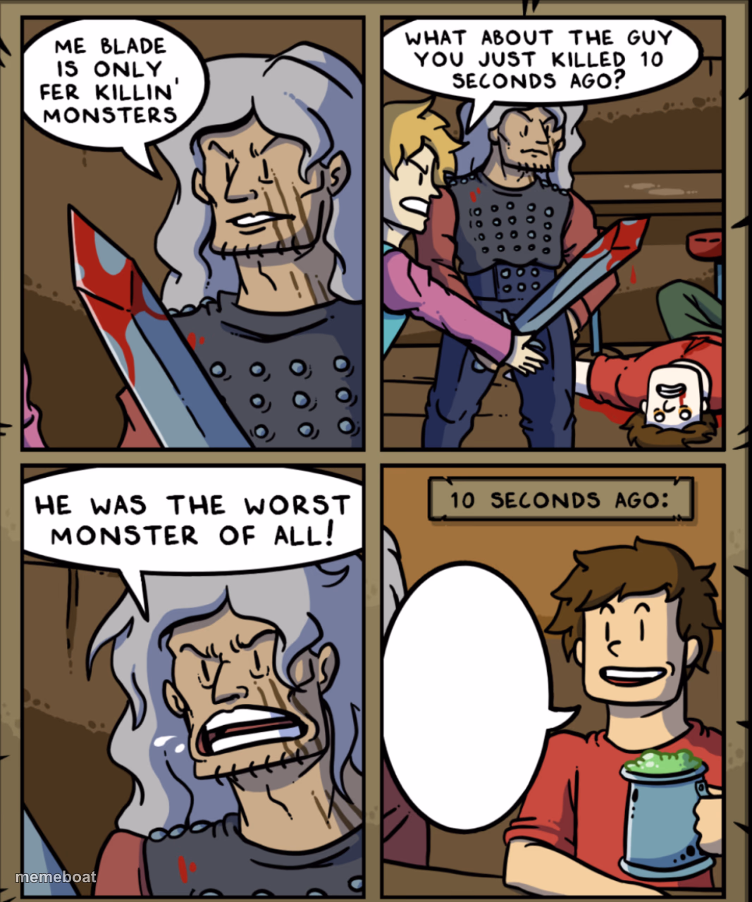Me blade is only fer killin monsters - meme generator image preview