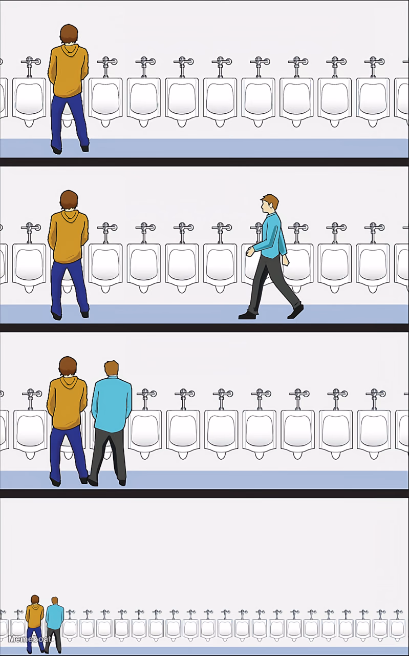 Men's Room Urinal Etiquette - meme generator image preview