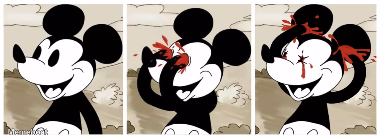 Mickey Mouse Eyes Bleeding - meme generator image preview