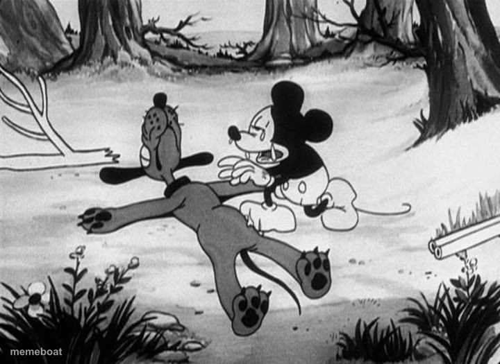 Mickey Mouse with dead Pluto - meme generator image preview