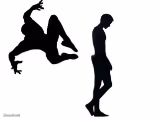 Mid Air Silhouette and Standing Silhouette