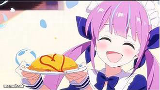 Minato Aqua holding a plate - meme generator image preview