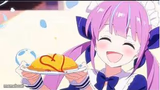 Minato Aqua holding a plate