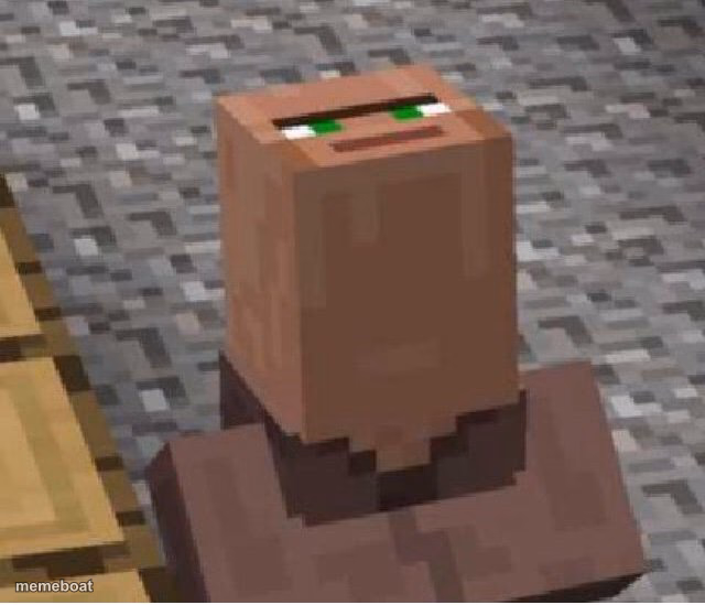 Minecraft Villager Looking Up - meme generator image preview