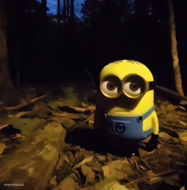 Minion in dark forest - meme generator image preview