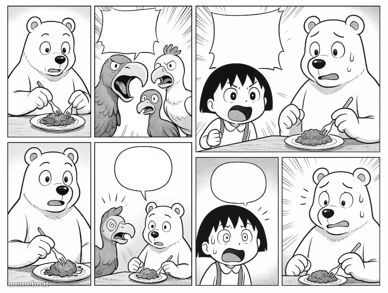 Misunderstanding or Not? Bernard Bear vs Birds + Maruko! - meme generator image preview