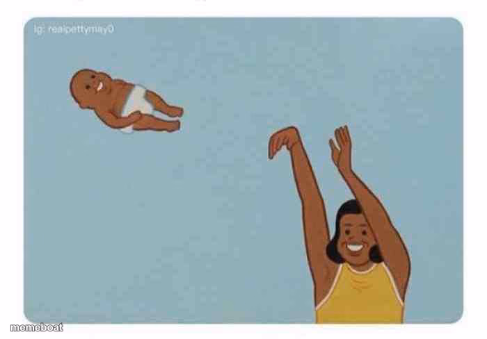 mom throwing baby - meme generator image preview