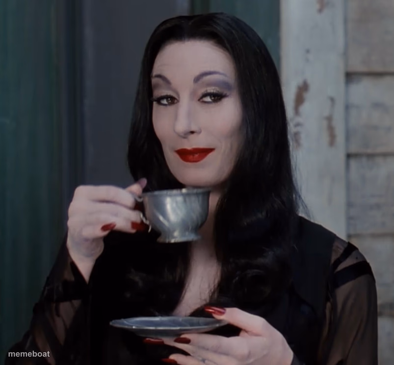 Morticia Drinking Tea - meme generator image preview