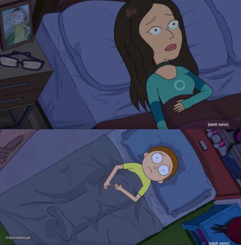 Morty awake in bed - meme generator image preview