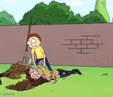Morty with his dead body