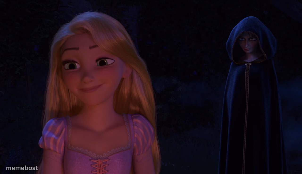 Mother Gothel glaring at Rapunzel - meme generator image preview