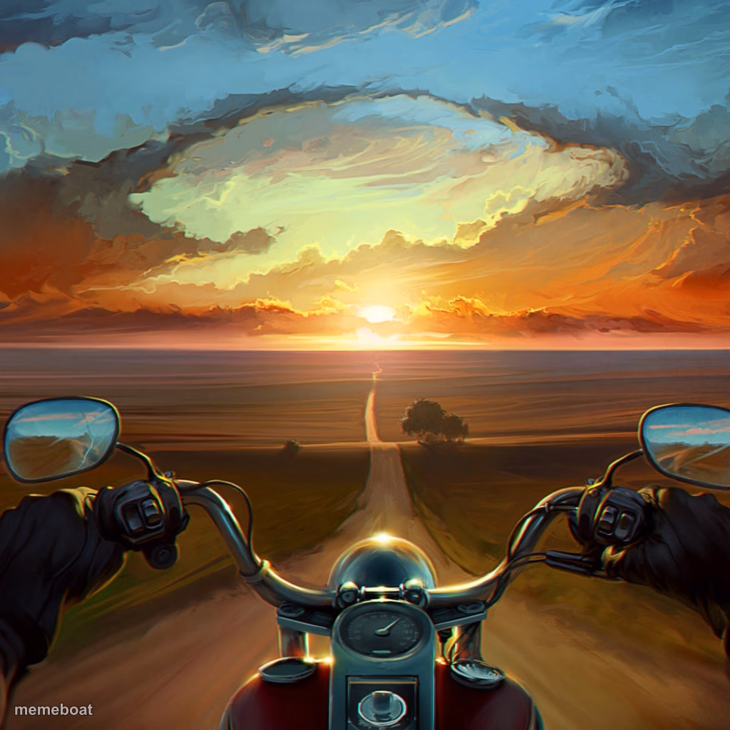 Motorcycle Sunset - meme generator image preview
