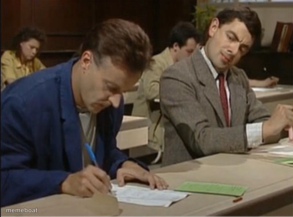 mr bean cheats on exam - meme generator image preview