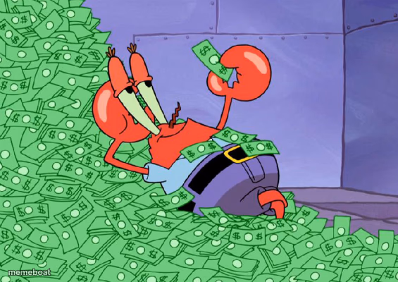 mr crab on money bath - meme generator image preview
