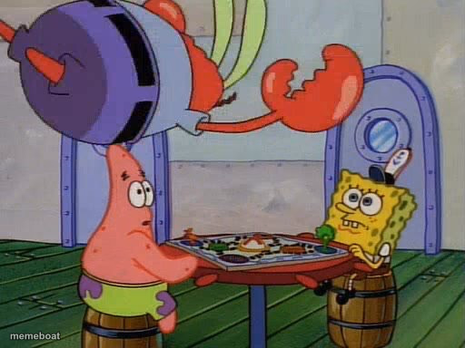 Mr Krabs Jumping On Table - meme generator image preview