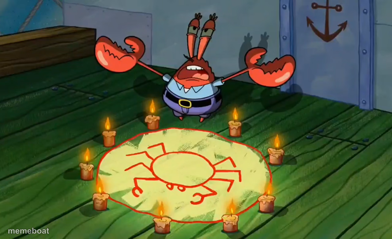 Mr Krabs summoning - meme generator image preview