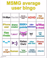 MSMG average user bingo by OwU-