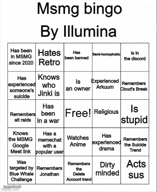 MSMG bingo - meme generator image preview