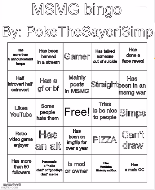 MSMG bingo by poke - meme generator image preview