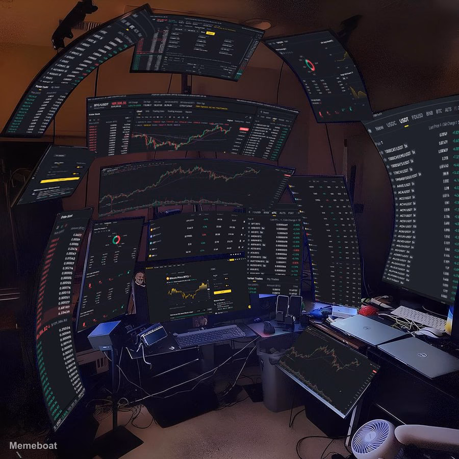 Multi Monitor Cryptocurrency Trading Setup - meme generator image preview