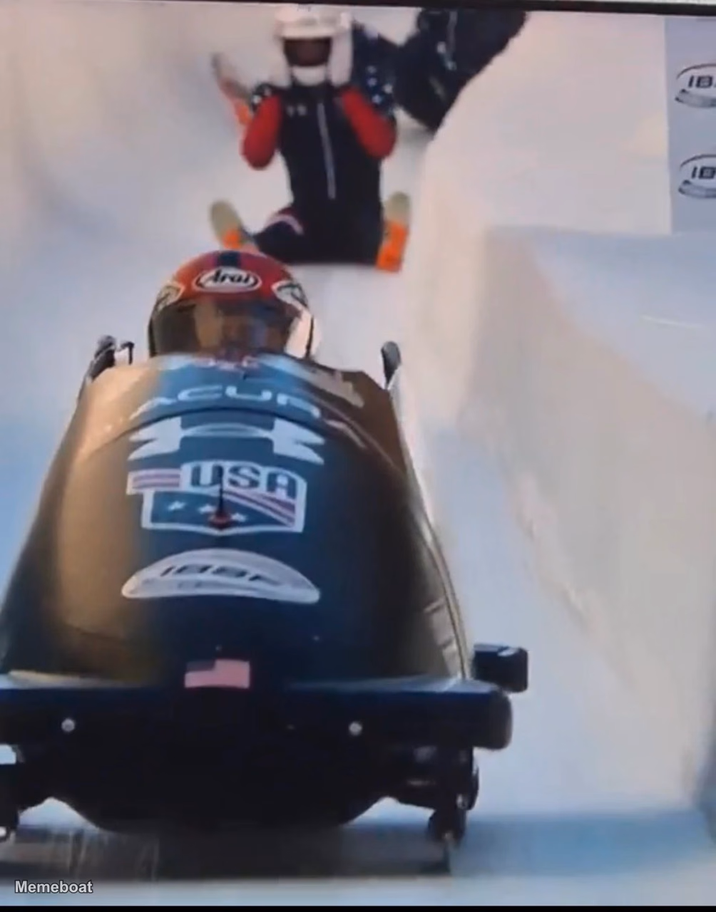 My Goals Without Me - US Bobsledder Watching Sled from Behind - meme generator image preview