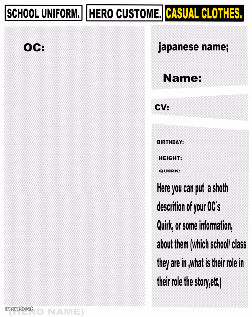 My Hero Academia OC template - meme generator image preview