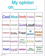 My opinion on ___ bingo by owu