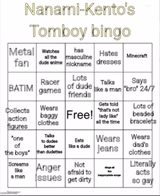 Nanami-Kento's Tomboy Bingo
