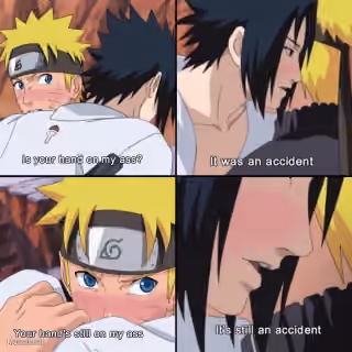 Naruto and Sasuke Hand on Ass
