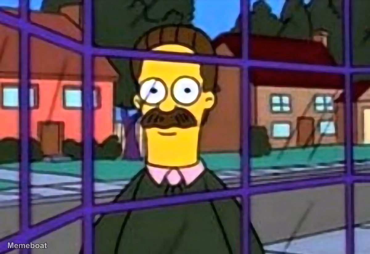 Ned Flanders Looking Through Window - meme generator image preview
