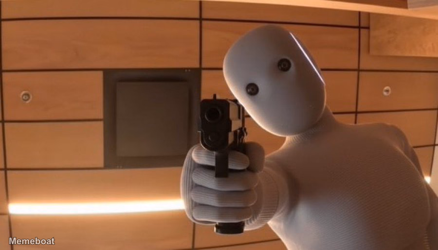 Neo Robot Holding a Gun - meme generator image preview