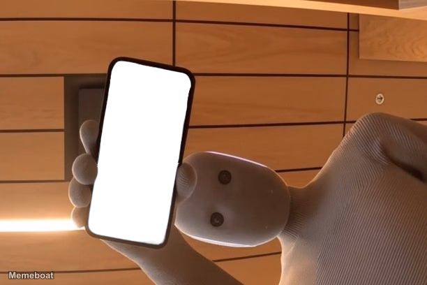 Neo Robot Holding a Phone - meme generator image preview