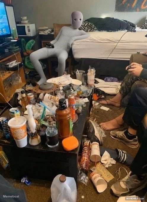 Neo Robot in a Messy Room - meme generator image preview