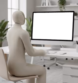 Neo Robot Looking at Laptop