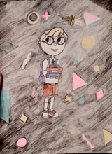 Nerdy schoolboy cartoon drawing