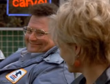 Newman in car (Post Office)