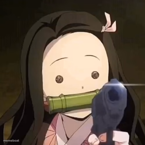 Nezuko with a gun - meme generator image preview