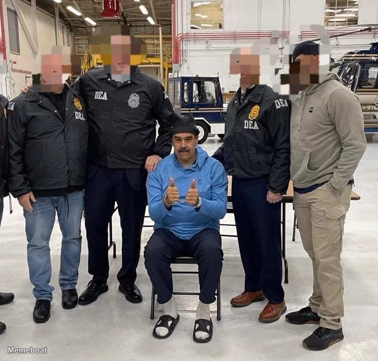 Nicolas Maduro Thumbs Up In Handcuffs - meme generator image preview