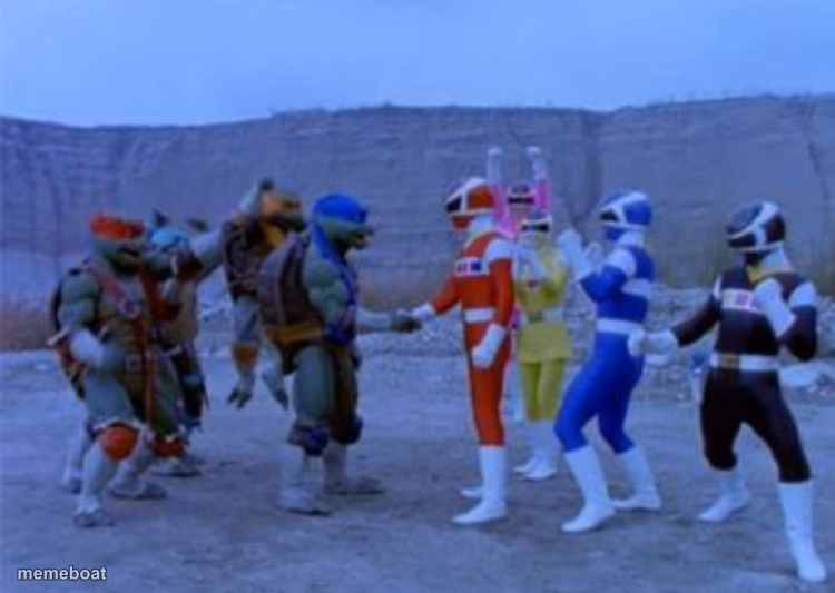 ninja turtles meet power rangers - meme generator image preview