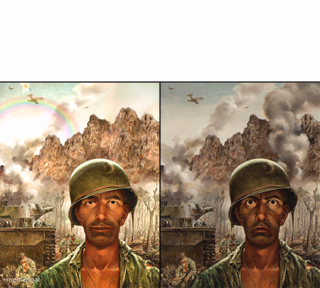 no yard stare vs thousand yard stare - meme generator image preview