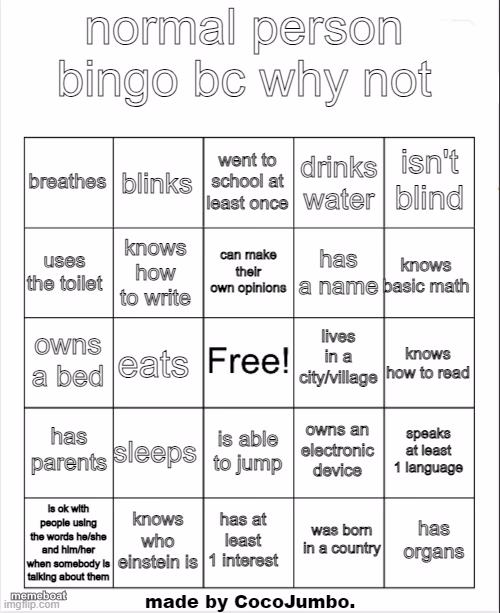 normal person bingo hehehe - meme generator image preview