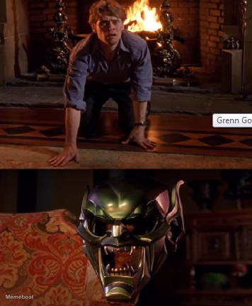 Norman Osborn Green Goblin Mask Calling - meme generator image preview