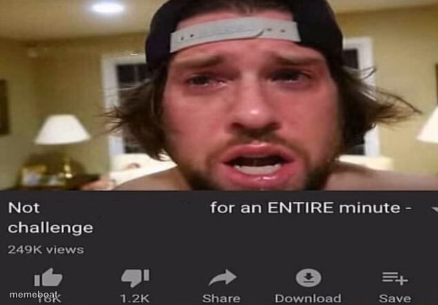 Not _____ for an ENTIRE minute - challenge - meme generator image preview