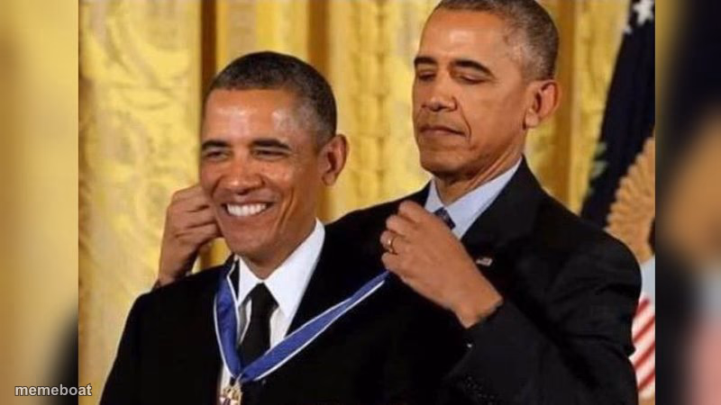 Obama giving Obama award - meme generator image preview