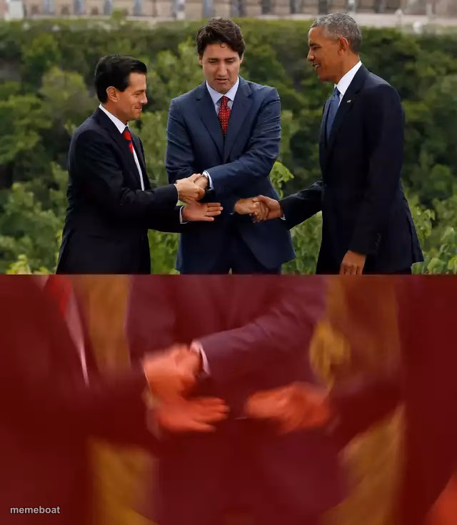 Obama Trudeau handshake intensified - meme generator image preview