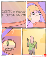 Objects in mirror are closer than they appear