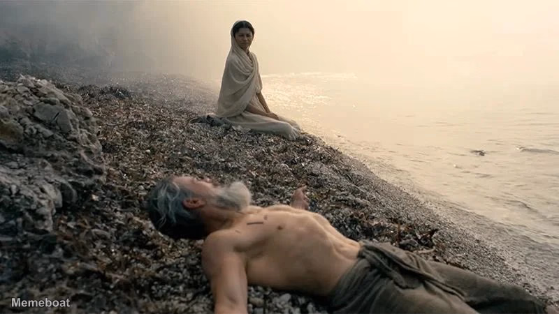 Odysseus waking up to Athena / Hungover - meme generator image preview