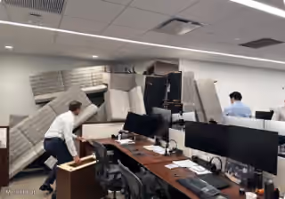 Office Couch Barricade
