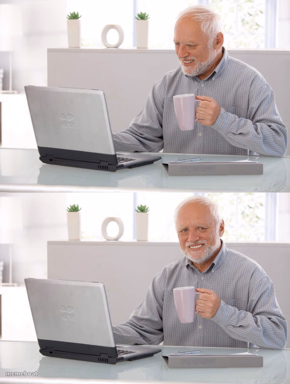 Old man cup of coffee - meme generator image preview